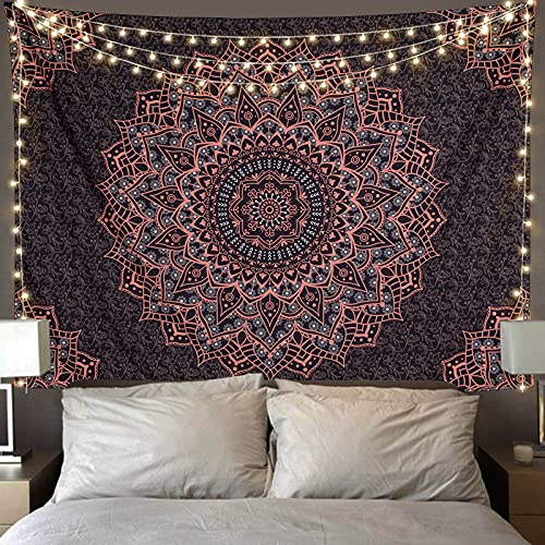 Black and Pink Mandala Tapestry