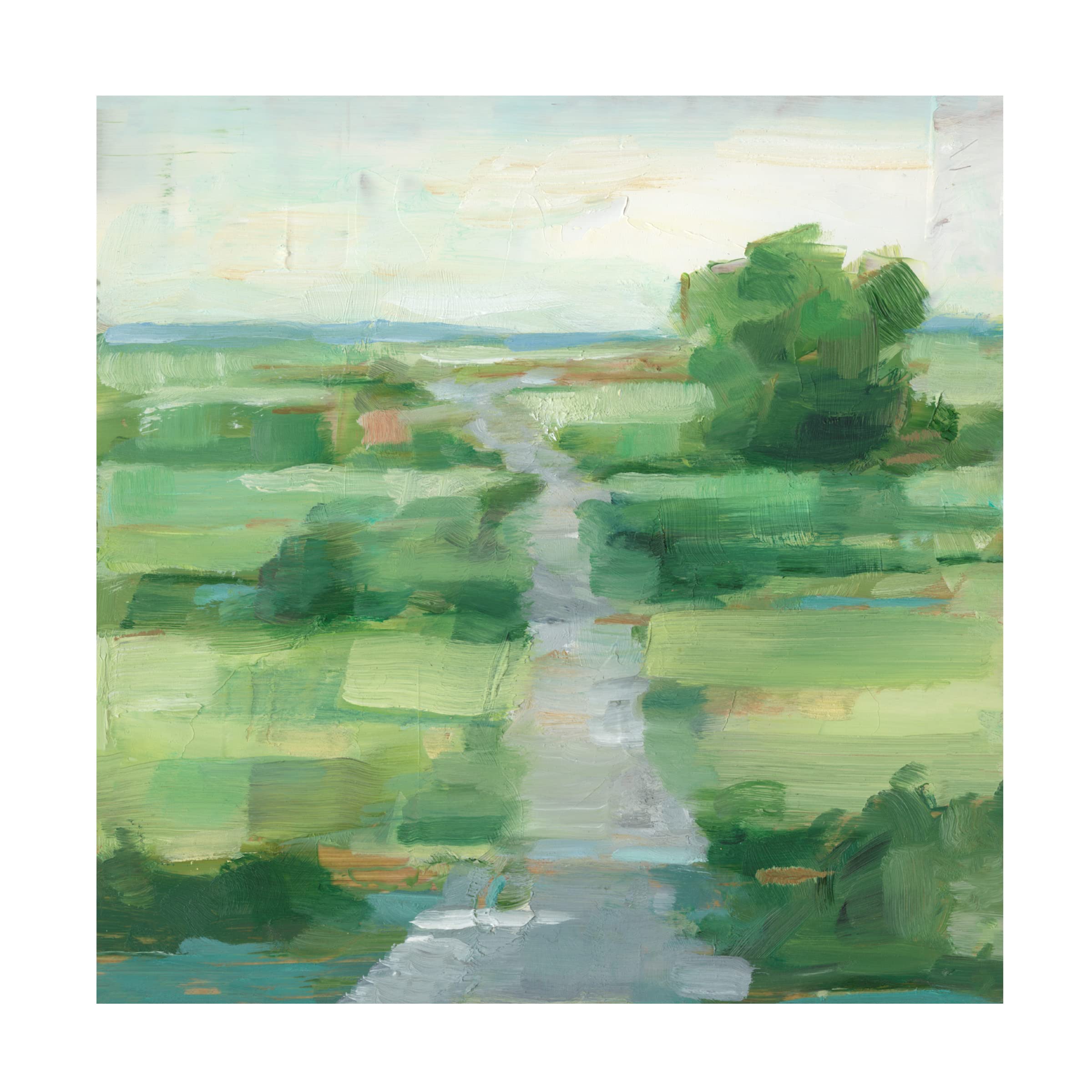 Ethan Harper 'Rolling Path I' 14x14 Canvas Wall Art - Modern Landscape Painting for Living Room, Bedroom & Office Decor