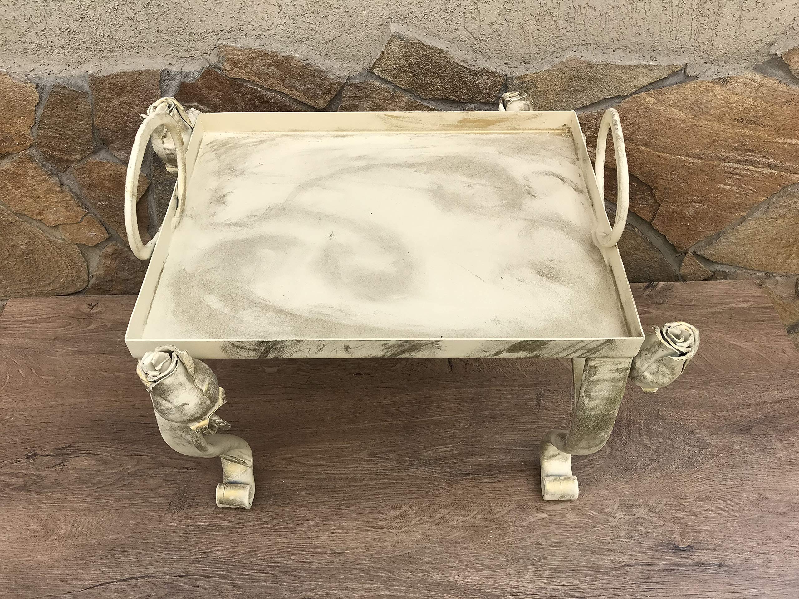 **Elegant Floral Iron Breakfast in Bed Tray - Romantic Anniversary Gift for Her - Perfect for Serving Coffee, Tea, or Meals in Bed - Ideal for Mother's Day, Valentine's Day & Special Occasions**