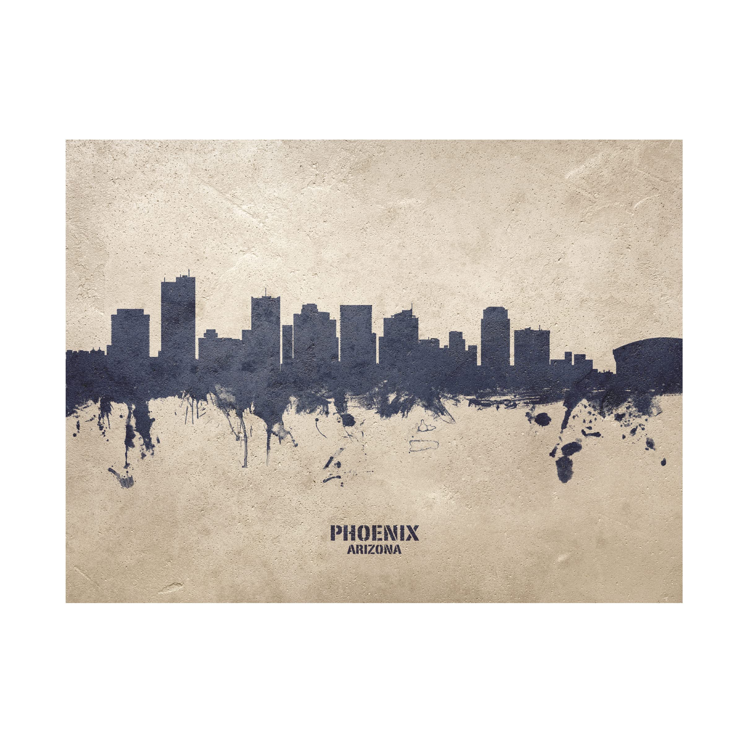 Michael Tompsett Phoenix Arizona Skyline Concrete Canvas Art Print - Modern Cityscape Wall Decor for Living Room, Office & Bedroom