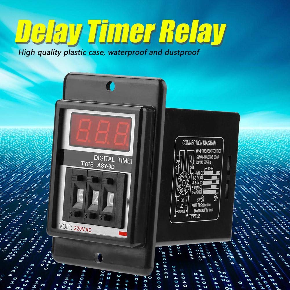 8 Pin Timer Relay Module - Digital Display Delay On Timer 0-199 Minutes, 220V AC (ASY-3D) for Industrial Automation, HVAC Systems & Electrical Control Panels