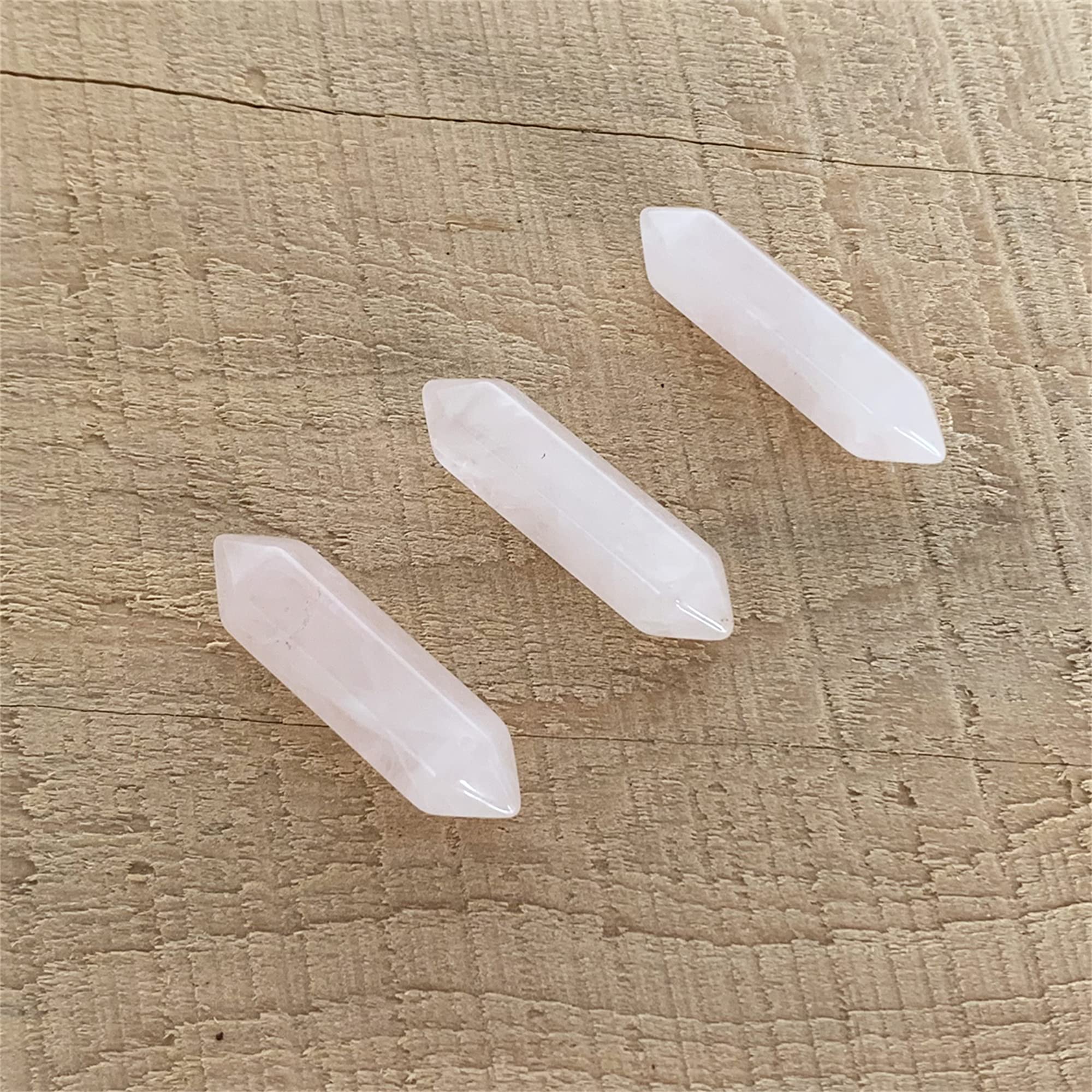 YGLINE 3-Piece Natural Rose Quartz Crystal Wands Set - Hexagonal Pointed & Faceted Reiki Prism for Chakra Healing, Energy Balancing & Meditation - Pink Tumbled Gemstone for Spiritual Wellness, Yoga & Home Decor