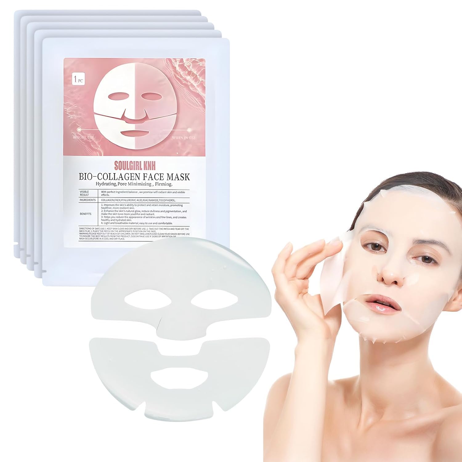 KITESY Bio Collagen Face Mask - Korean Deep Hydrating Firming Overnight Hydrogel Mask with Pure Collagen for Moisture, Elasticity & Wrinkle Reduction (1 Piece) | Perfect for Nighttime Skincare & Spa Treatments