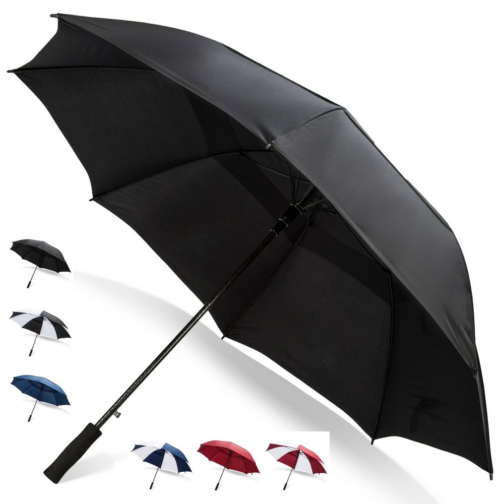 62/68 Inch Automatic Open Golf Umbrella - Extra Large Windproof Waterproof Double Canopy Umbrella with Vented Design for Men & Women - Perfect for Golf, Beach, Outdoor Sports and Heavy Rain Protection