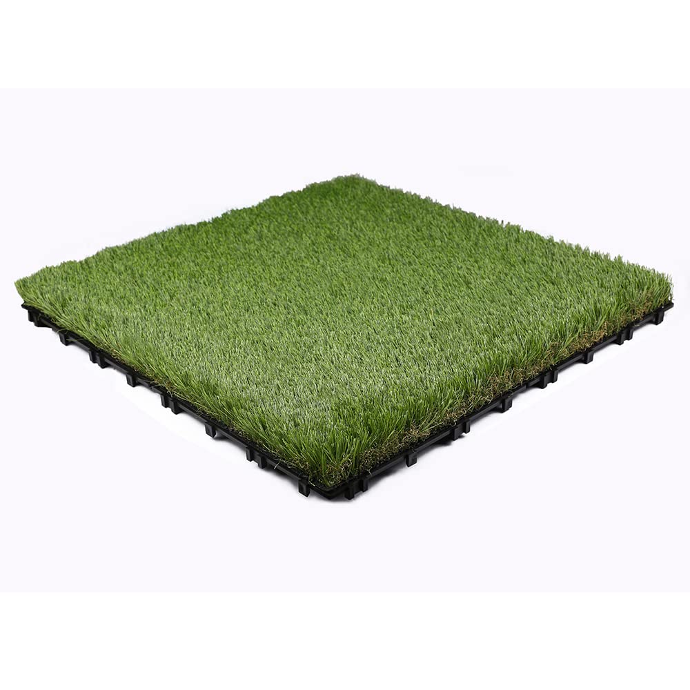 2 ft. x 2 ft. Artificial Grass Deck Tiles - Premium Faux Zoysia Grass Plastic Flooring for Patio, Balcony & Outdoor Spaces (Set of 4, Green) - Perfect for Decks, Poolside & Rooftop Gardens