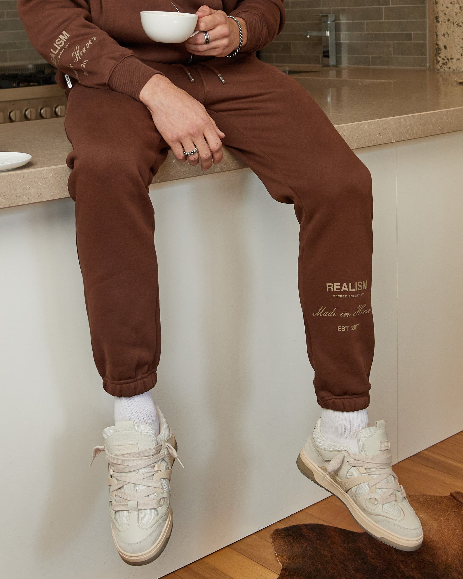 SSS Realism Radiant Sweatpants for Women - Soft High Waisted Joggers with Pockets - Mocha Brown Lounge Pants for Yoga, Running & Casual Wear