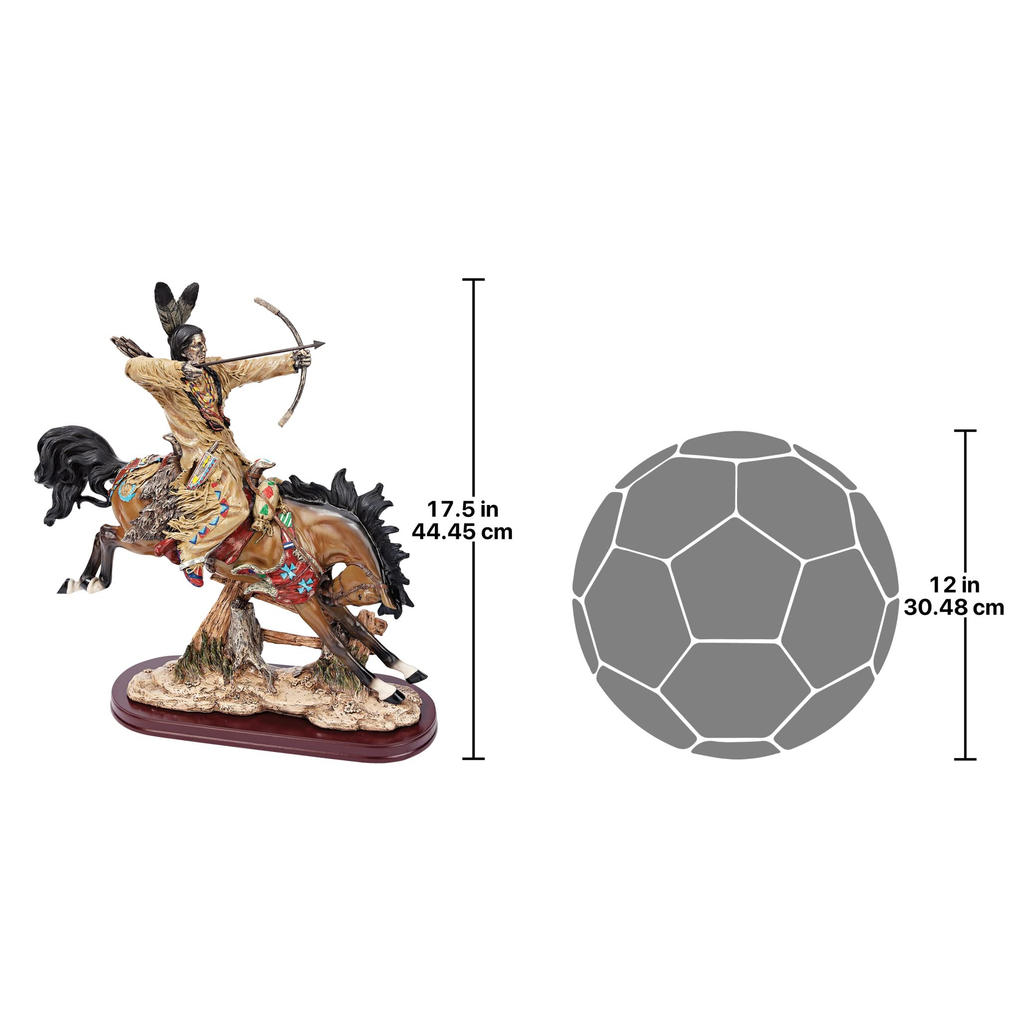 Design Toscano On The Hunt Native American Statue - Handcrafted Warrior Sculpture for Home Decor, Office & Garden | Perfect for Western Theme, Native American Art Collection & Outdoor Display