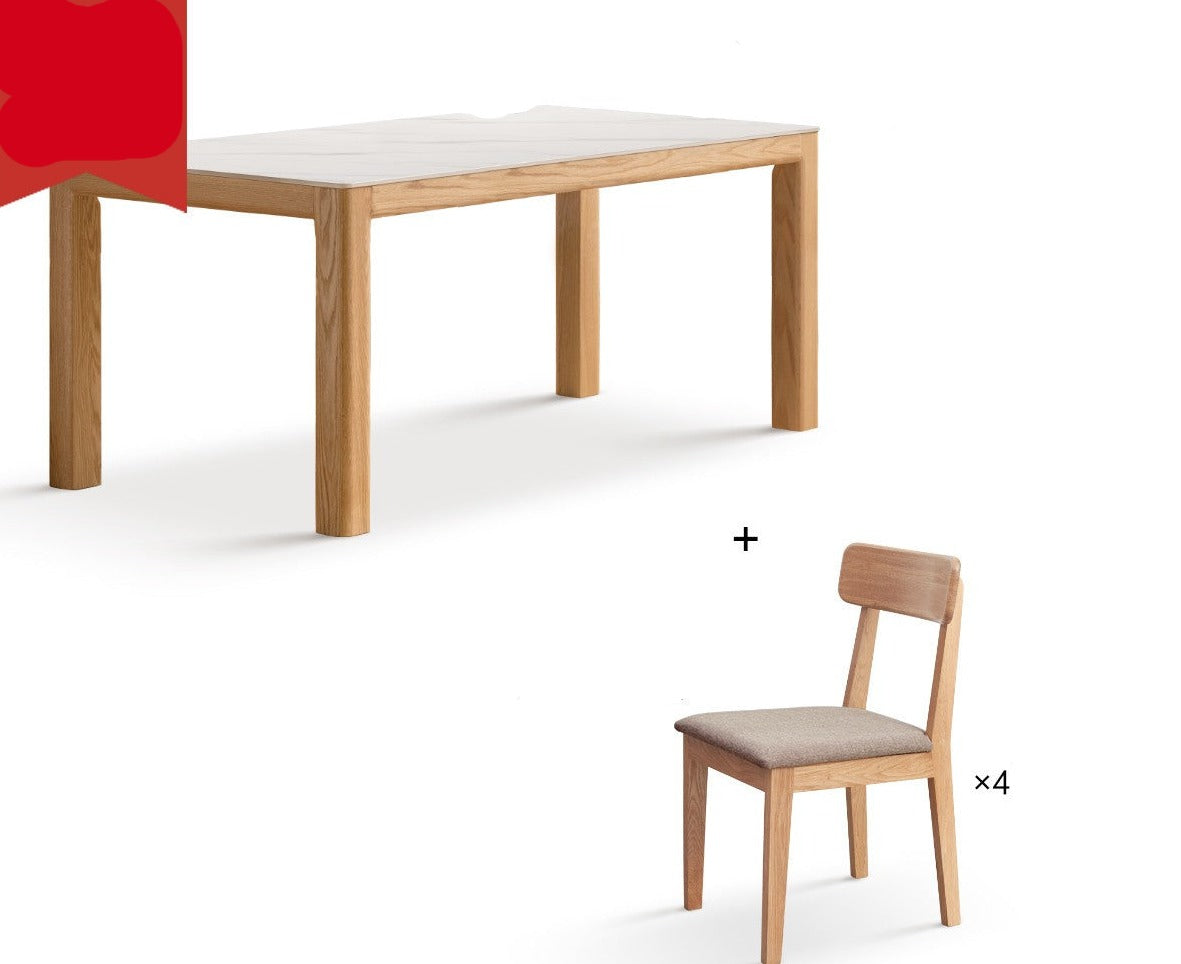 Solid Oak Wood Dining Table - Simple Modern Design for Kitchen, Dining Room & Small Spaces