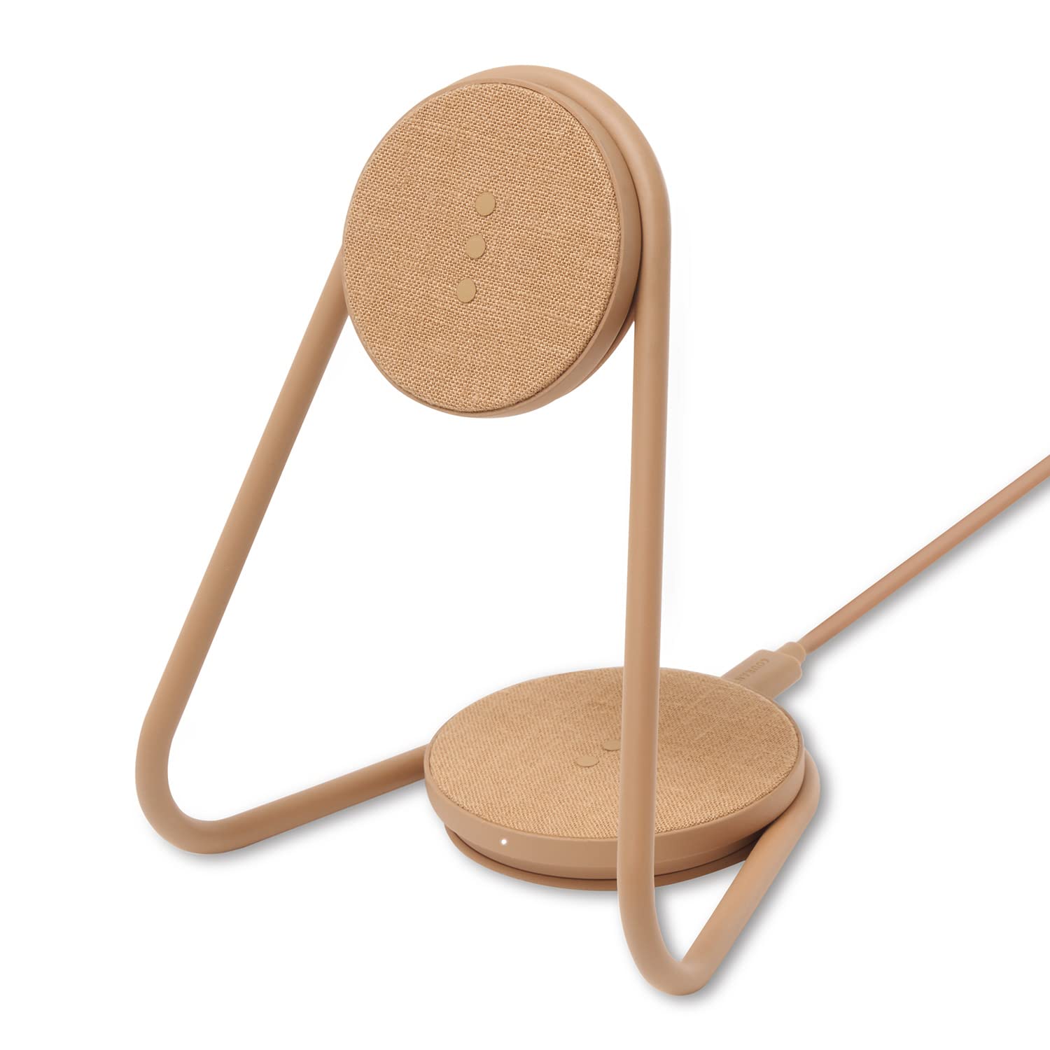 COURANT MAG:2 Wireless Charging Stand - Premium Belgian Linen 2-in-1 Multi-Device Charger with MagSafe for iPhone 16/15/14/13/12 & AirPods Case - Fast Charging Station for Home, Office & Travel (Camel)