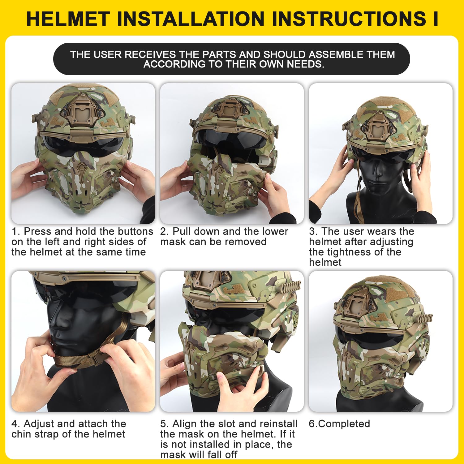 Tactical Full Face Helmet with Built-in Headset & Anti-Fog Fan - Military Airsoft Fast Helmet & Goggle Mask Set for Paintball, Cosplay, and Outdoor Combat Training