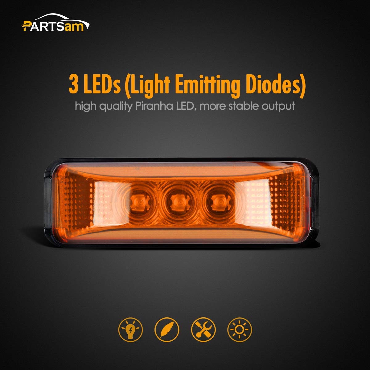 Partsam Submersible LED Boat Trailer Lights Kit - 2Pcs Low Profile Rectangle Tail Lights & 2Pcs 4