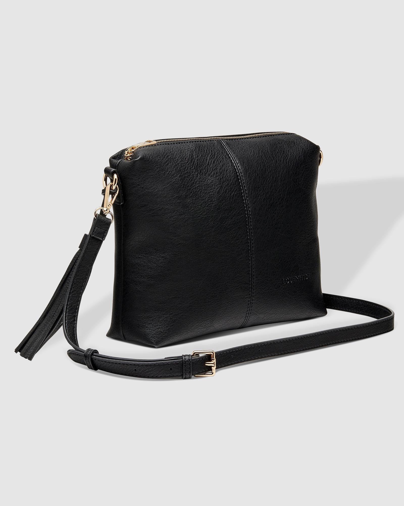 Kasey Stripe Crossbody Bag for Women - Stylish Black Shoulder Purse with Adjustable Strap, Perfect for Travel, Shopping & Everyday Use