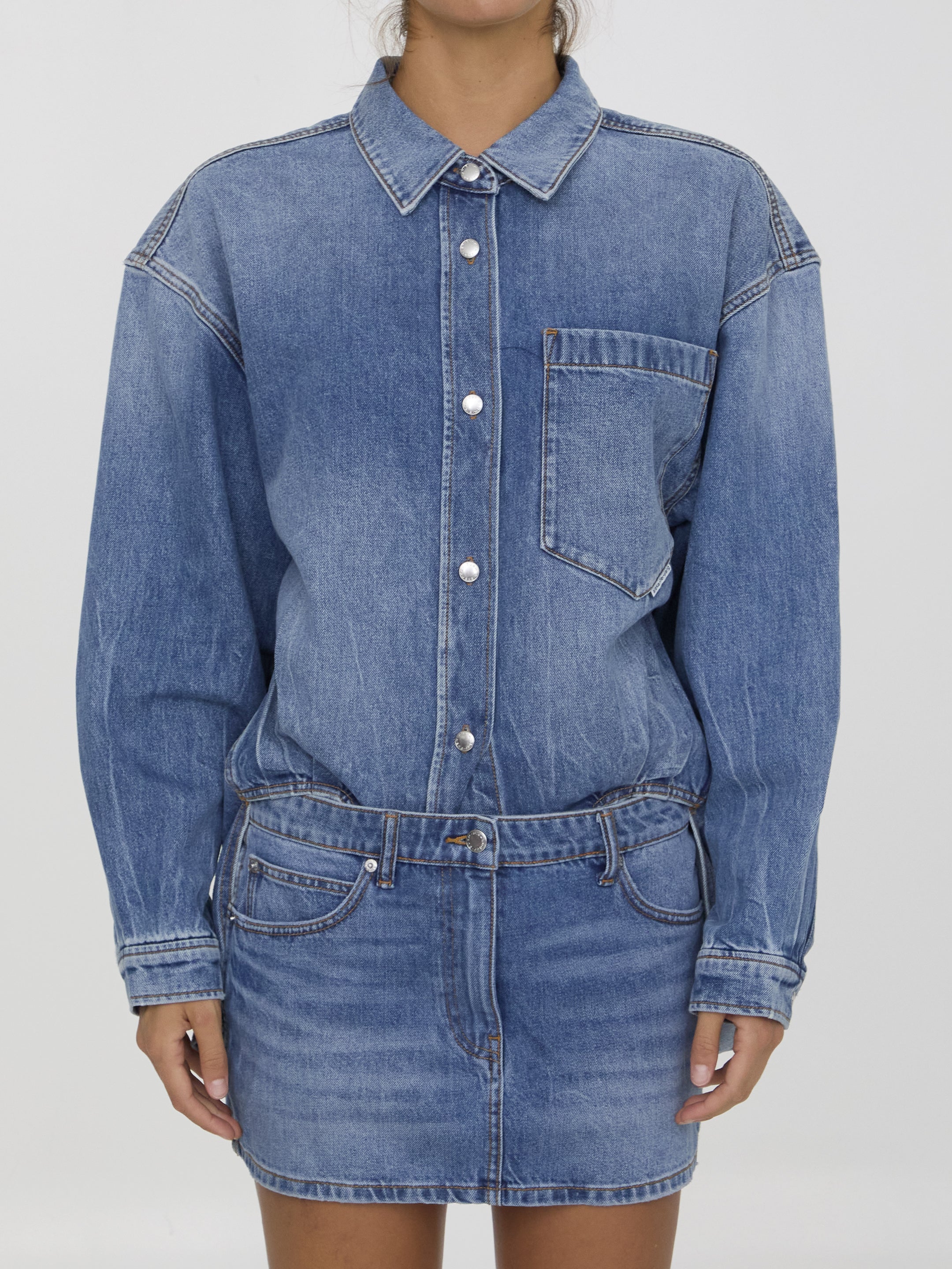 Alexander Wang Denim Mini Dress - Women's Fashion Stretch Denim Short Dress for Casual Outings & Night Out