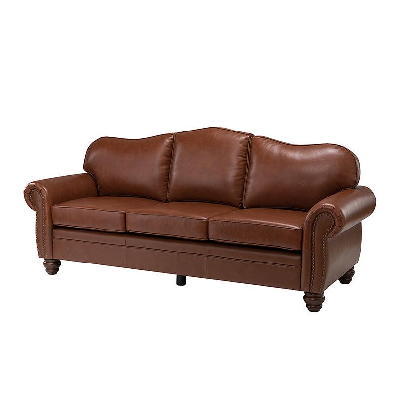 Flavio 81 Genuine Leather Sofa - Premium Full Grain Leather Couch for Living Room, Lounge & Office - Comfortable Modern Sectional Sofa with Sturdy Wood Frame