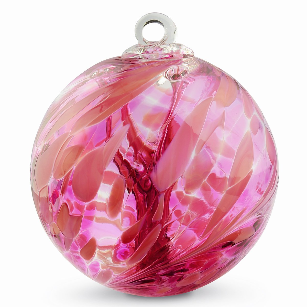 Iron Art Glass Designs Witch Ball Tea Rose - Handmade Glass Decor for Home, Garden & Gifts | Perfect for Windows, Porches & Indoor Decorations