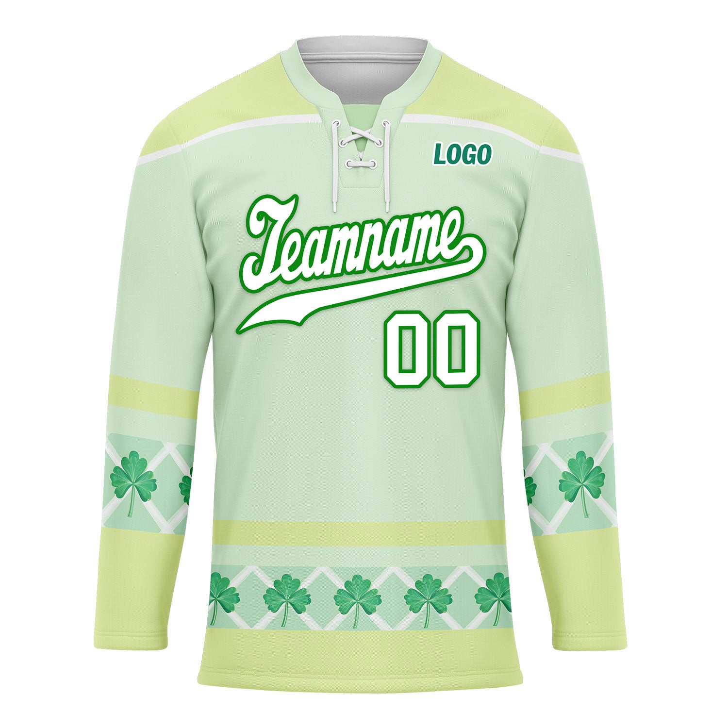 Custom Four Leaf Clover Personalized Hockey Jersey HCKJ01 E0615 - Personalized Sports Apparel for Hockey Games, Team Events & Fan Gifts