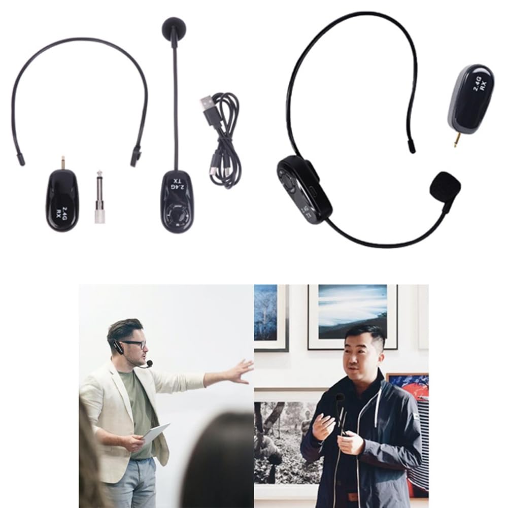 Doumneou Universal 2.4G Wireless Headset with Microphone - Bee Teaching Amplifier, Lightweight Over-Ear Headset for Online Classes, Webinars & Remote Work - Easy Installation & Hands-Free Use