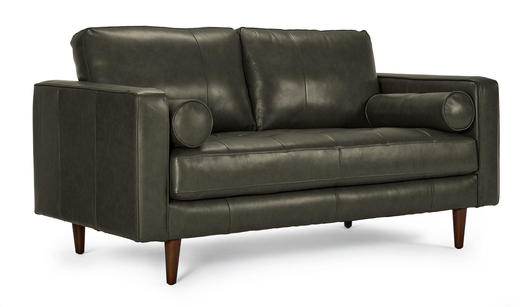 Premium Bari Leather Sofa Set - 3-Piece Loveseat & Chair in Charcoal Gray | Modern Living Room Furniture for Home & Office Comfort