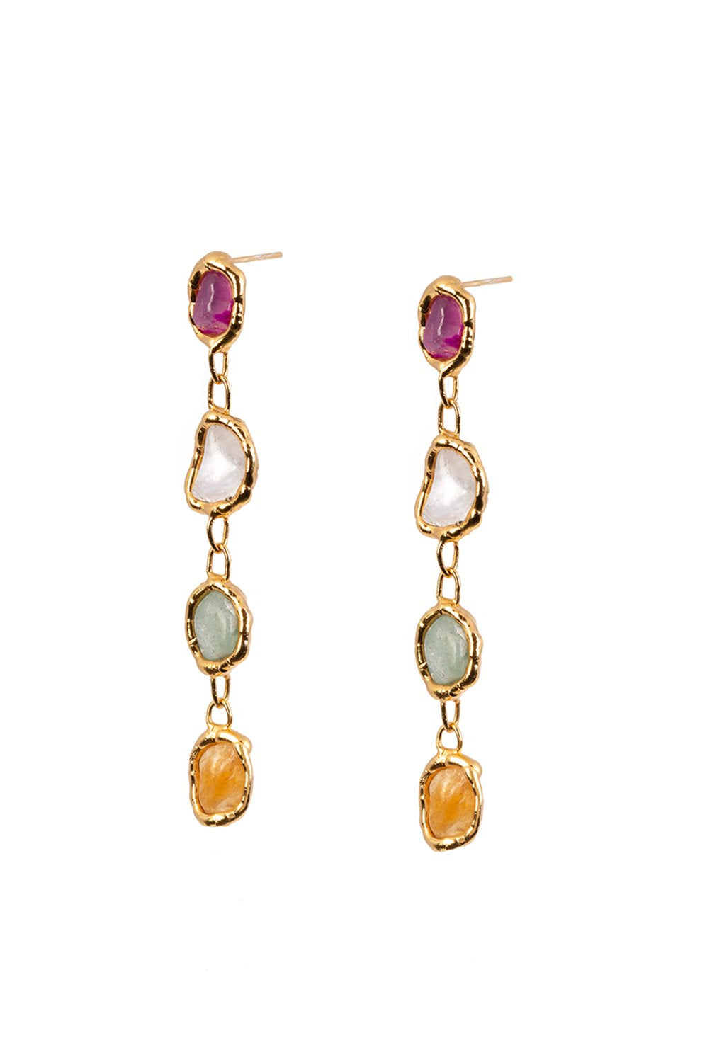 Gold Rainbow Drop Earrings for Women - Elegant Dangle Hoop Earrings for Party, Wedding & Everyday Wear