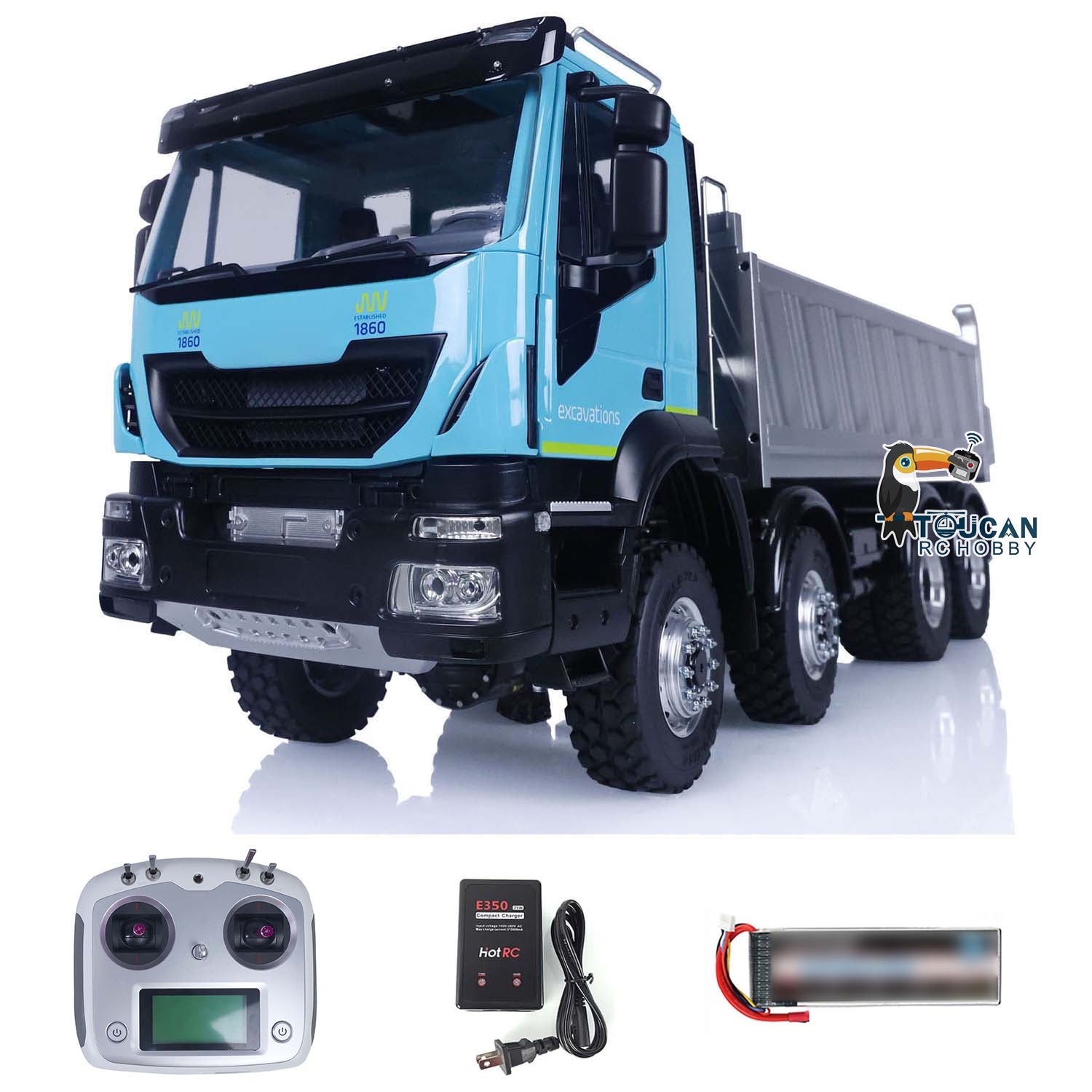 LESU 1/14 Scale Painted RTR RC Hydraulic Dump Truck 8X8 with Metal Chassis, Lock Differential & Steering Servo - Includes Charger & ESC - Perfect for Off-Road Adventures, Construction Play & RC Enthusiasts