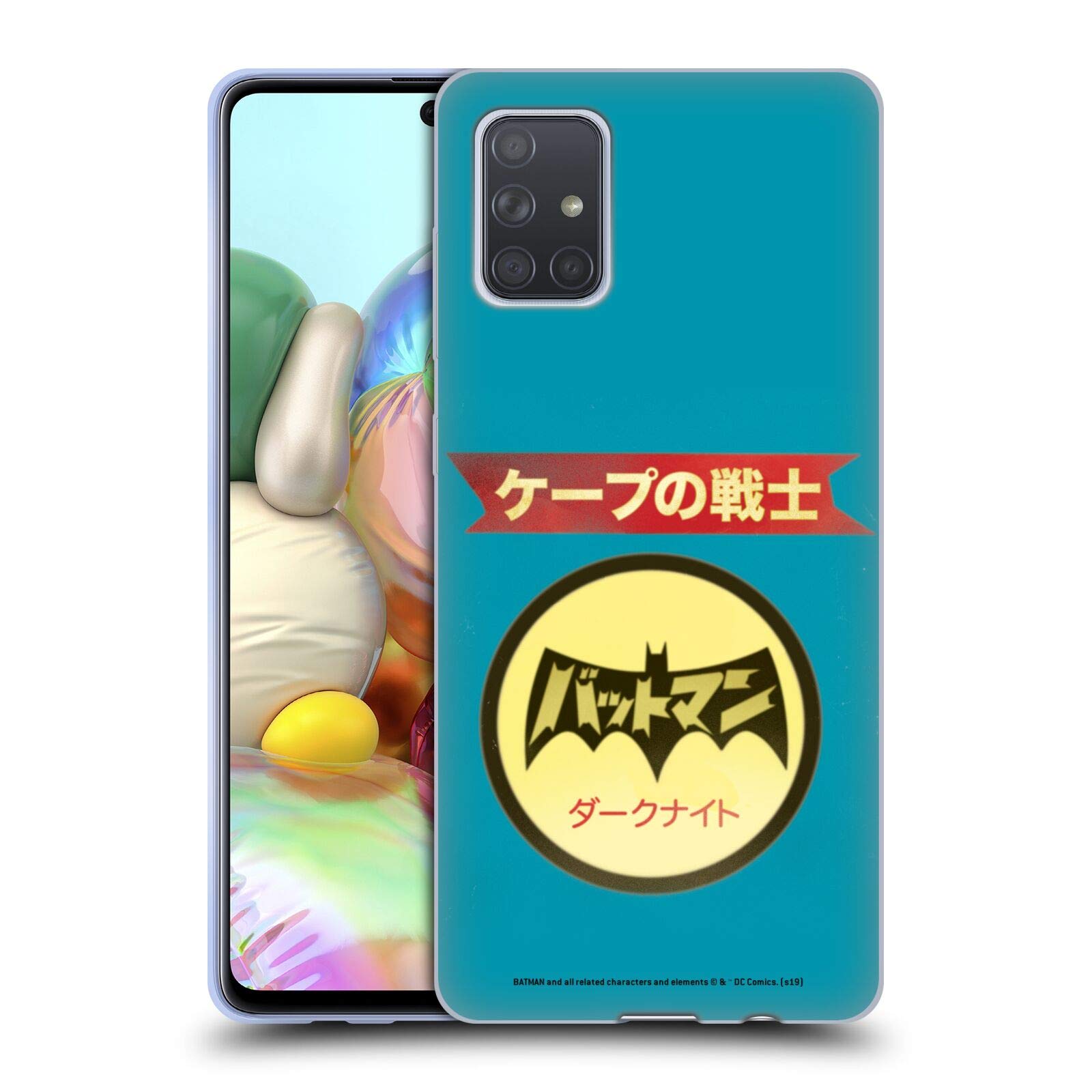 Batman DC Comics Japanese Logo Vintage Soft Gel Case for Samsung Galaxy A71 (2019) - Officially Licensed by Head Case Designs, Perfect for Cosplay, Comic Con & Superhero Fans