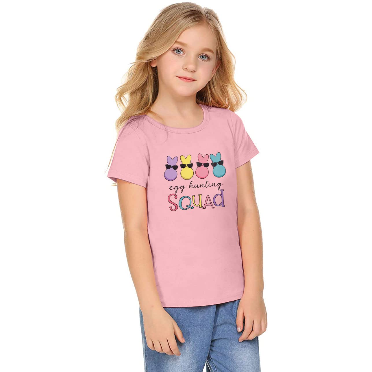 Funny Toddler Easter T-Shirt - Egg Hunting Squad with Bunny & Sunglasses Design | Unisex Matching Group Tee for Easter Rabbit Theme | Perfect for Easter Egg Hunts, Family Photos & Spring Celebrations