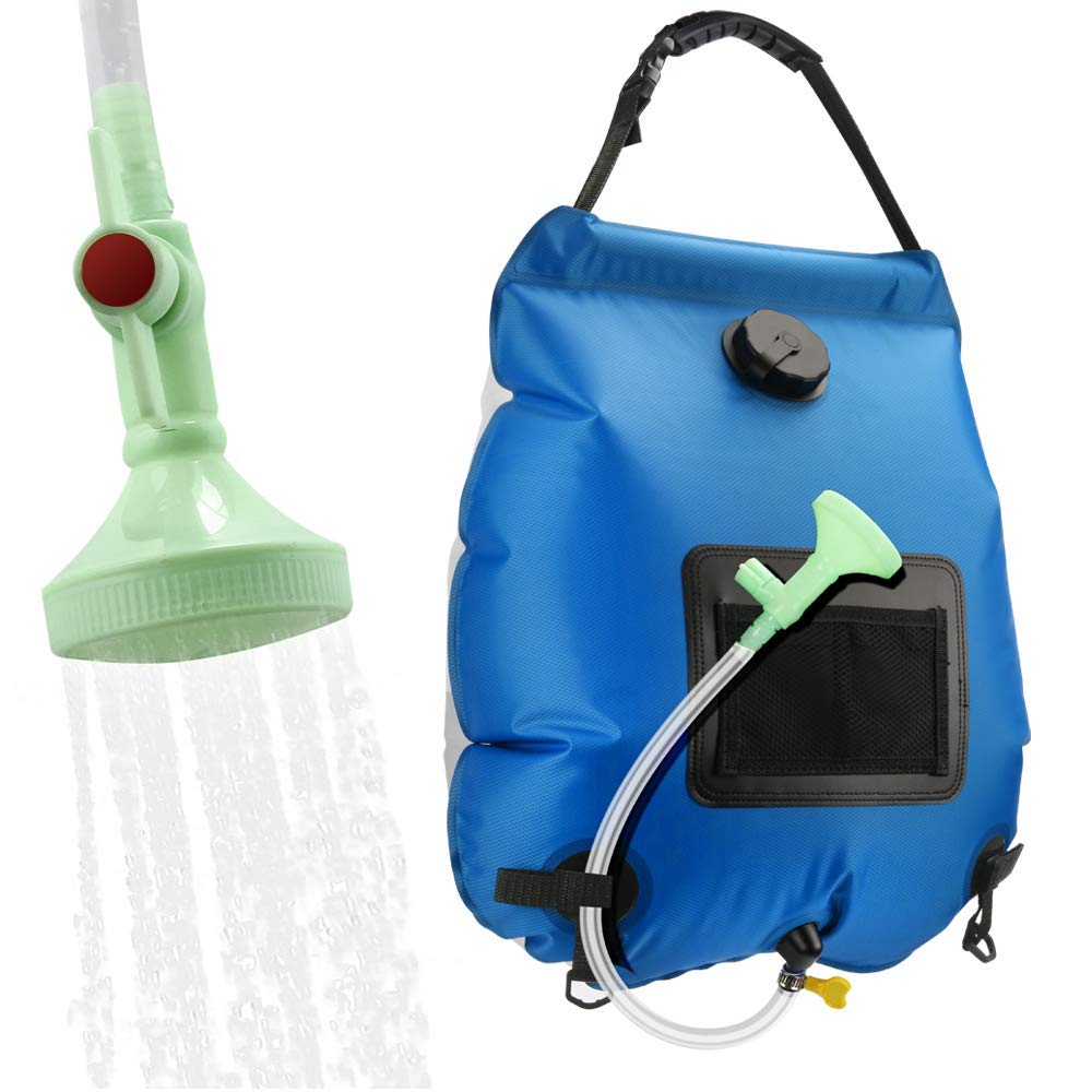 5 Gallon Solar Shower Bag - 20L Portable Camping Shower with Removable Hose & On/Off Switchable Shower Head | Perfect for Beach, Hiking, RV Trips & Outdoor Adventures | Ducha Portatil for Travel & Emergency Use