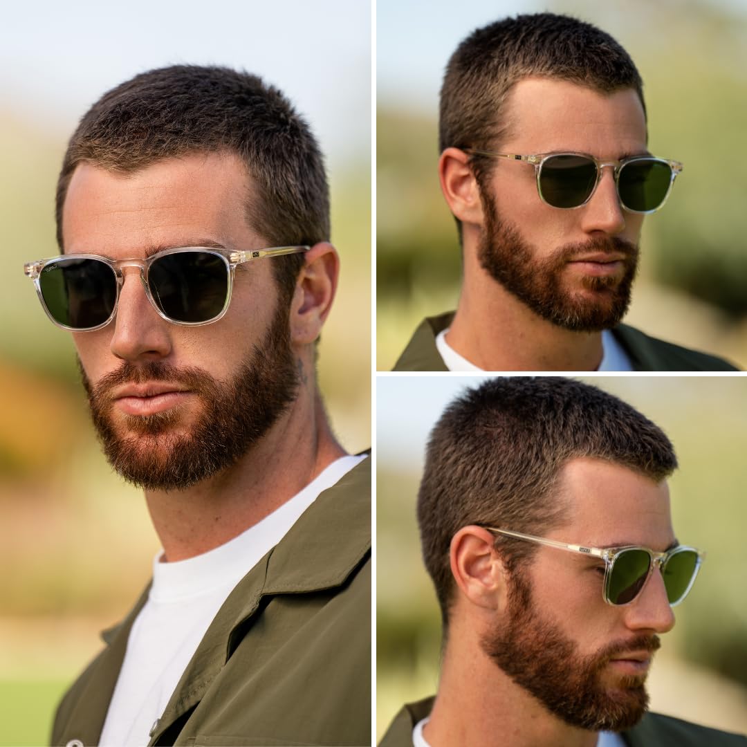 WMP Eyewear - Polarized Square Sunglasses for Men, UV Protection, Lightweight & Stylish - Perfect for Driving, Outdoor Sports & Beach Vacations