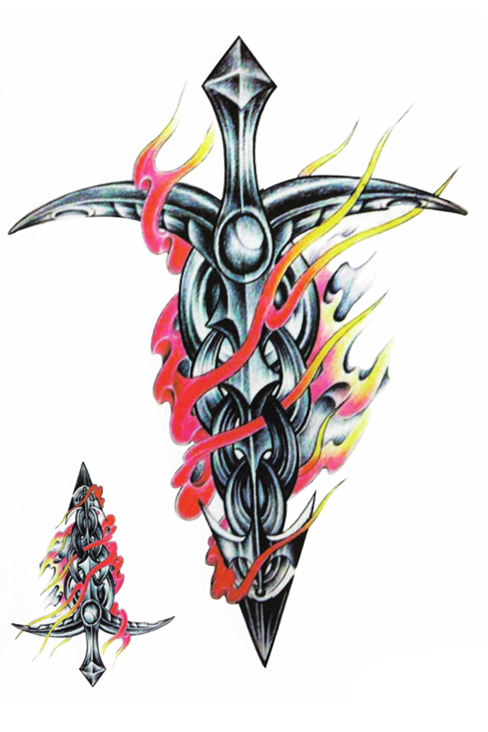 Waterproof Temporary Tattoo Stickers for Men & Women - 3D Realistic Flowers, Butterflies, Stars, Angels, Wolves & Armband Designs (21x15cm) | Perfect for Parties, Festivals, Cosplay & Body Art | HB-303