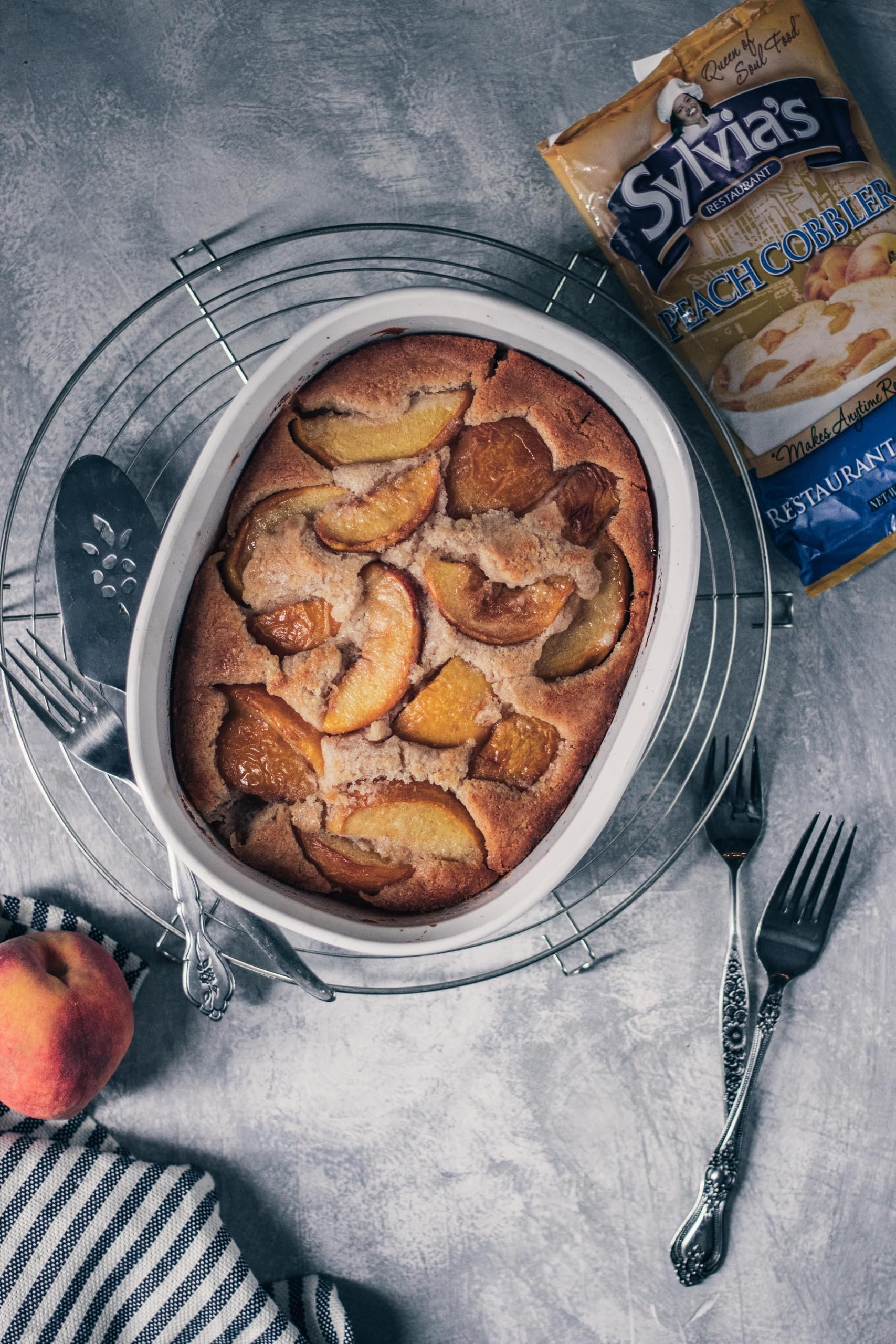 Sylvia's Restaurant Authentic Peach Cobbler Mix - Easy Homemade Dessert, 9oz Bag (Pack of 9) - Perfect for Family Gatherings, Potlucks & Holiday Baking