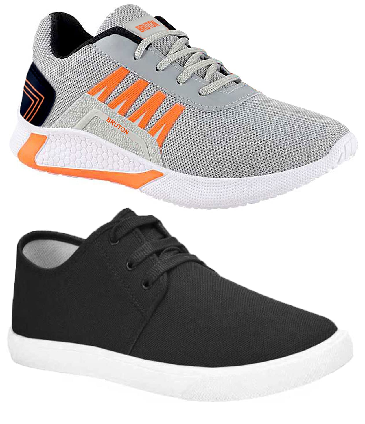 BRUTON Men's & Boys' Lightweight Running Shoes - Breathable Athletic Sneakers for Walking, Jogging & Casual Wear (2-Pack) - Perfect for Gym, Workout & Daily Activities