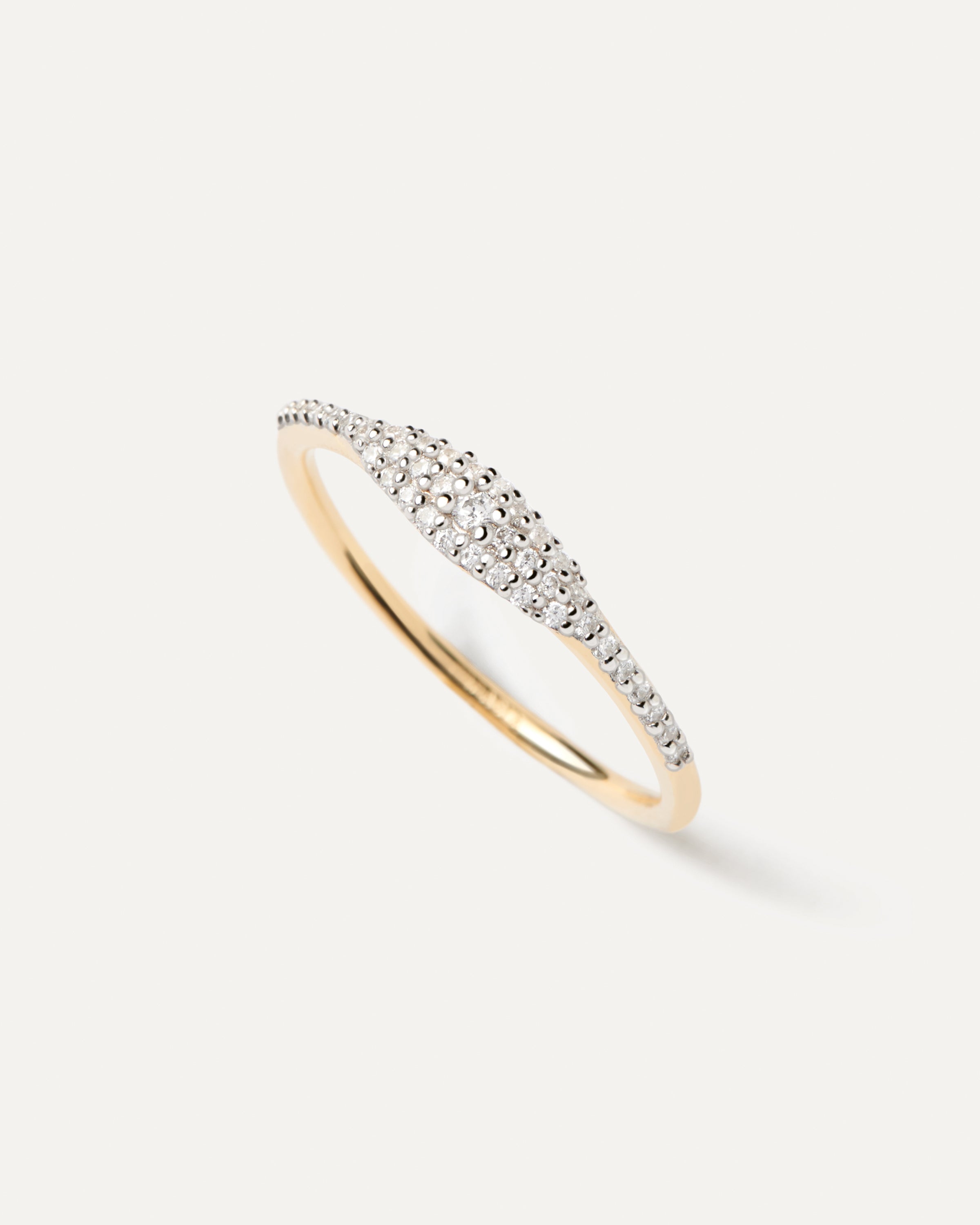 Elegant Estella Diamond & Gold Stamp Ring for Women - Perfect for Weddings, Anniversaries & Special Occasions
