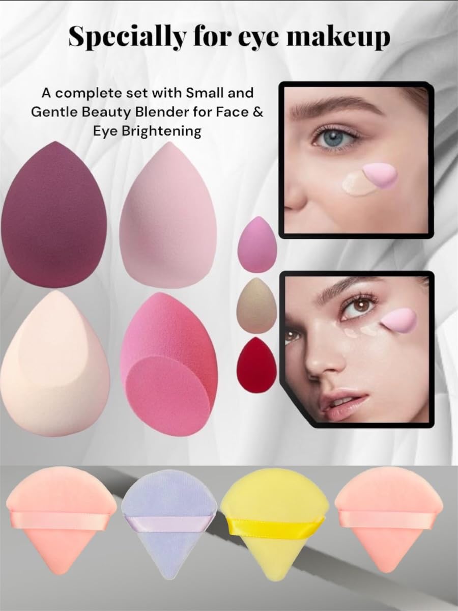 (Pack of 11) Fresh Up™ Beauty Blender Makeup Sponge - Reusable & Washable Foundation Sponge for Flawless Application - Vegan, Latex Free, Multicolor - Perfect for Liquid Foundation, Concealer & Cream Blush Application