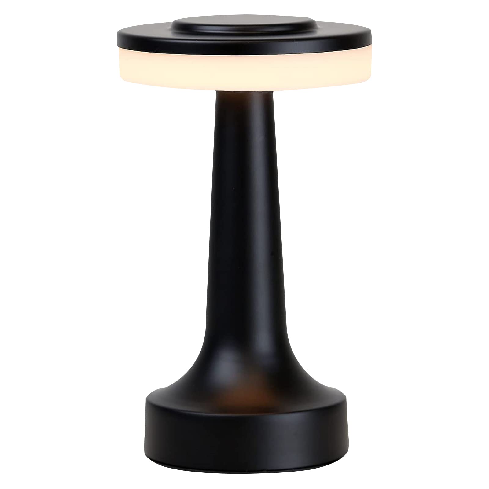 Rechargeable Cordless Touch Table Lamp - 3 Color Dimmable LED Portable Night Light for Bedroom, Living Room, Restaurant & Outdoor Use - Battery Operated Desk Lamp (Black)