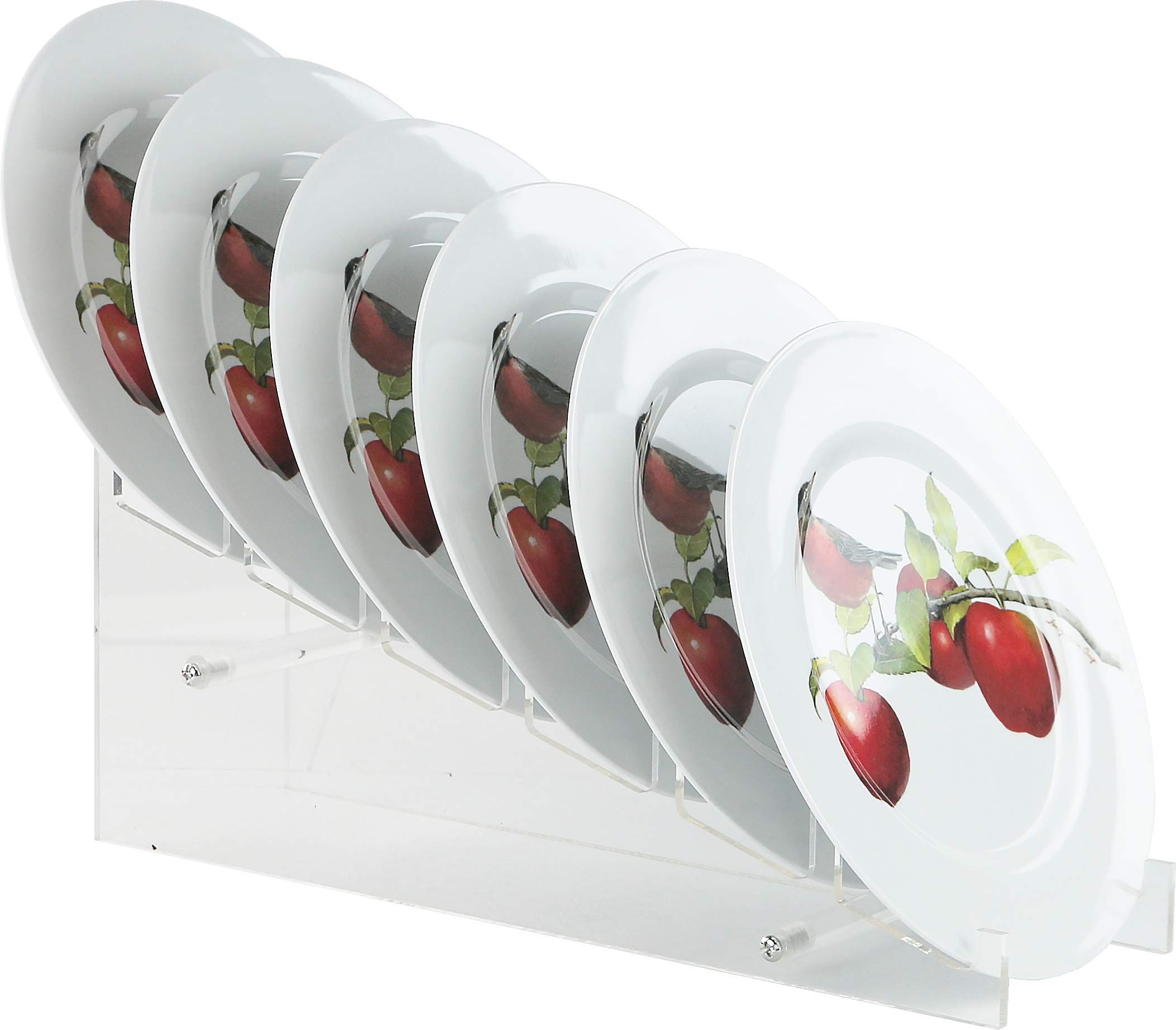 Reston Lloyd Harvest Apple by Sandy Clough - 6-Piece Melamine Salad Plate Set in White, Red & Green (Dishwasher Safe) - Perfect for Outdoor Dining, Picnics & Party Serving (Item# 72999set)