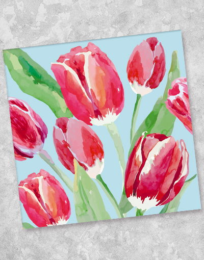 Brilliant Tulips Beverage Napkins - 40 Count Floral Design Cocktail Napkins for Parties, Weddings, and Home Decor - Perfect for Drinks, Appetizers, and Elegant Table Settings