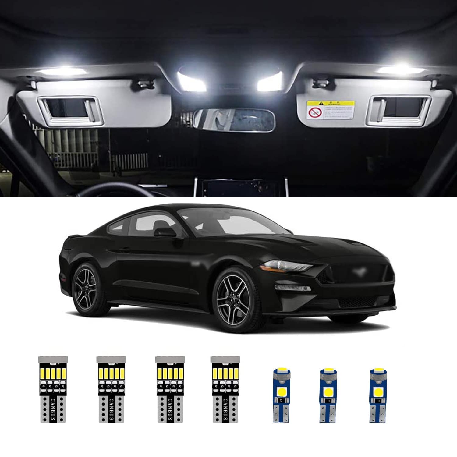 AWALITED 8-Piece Super Bright LED Interior Light Kit - Map Dome Bulbs for Ford Mustang 2015-2021 All Models | Upgrade Cabin Lighting for Night Driving & Car Customization