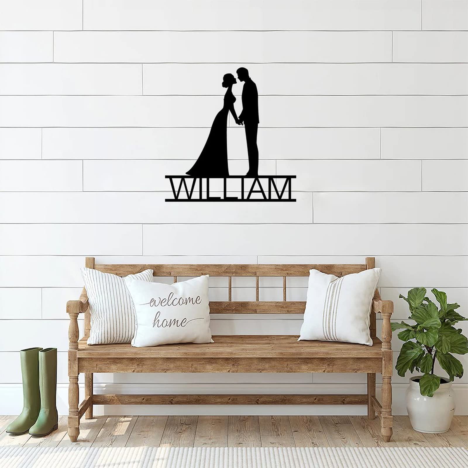 Personalized Rustic Metal Wedding Sign - Custom Couples Name Steel Wall Hanging for Farmhouse, Patio & Home Decor (24 Inch) | Perfect for Wedding Gifts, Anniversary Decor & Outdoor Rustic Weddings
