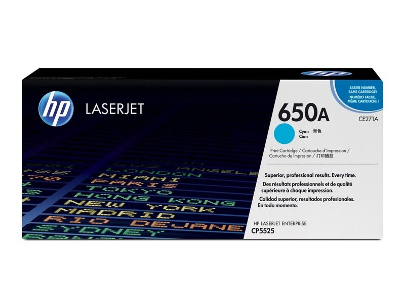 Original HP 650A Cyan Toner Cartridge for HP Color LaserJet CP5225 & M750 Series Printers - High-Yield Replacement for Office & Home Printing Needs