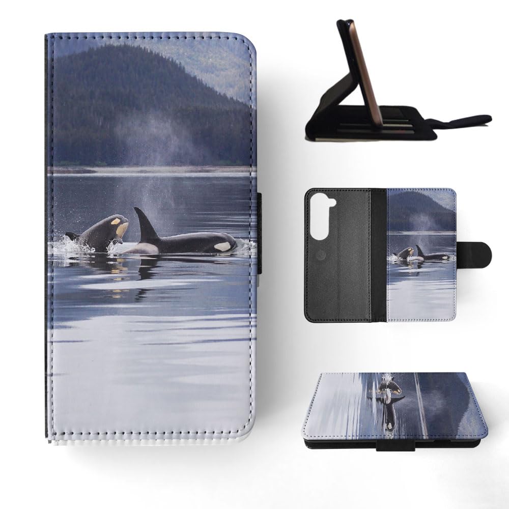 Premium Killer Whale ORCA Oceanic Dolphin Flip Wallet Phone Case for Samsung Galaxy S23 - Stylish Protective Cover with Card Slots for Daily Use & Outdoor Adventures