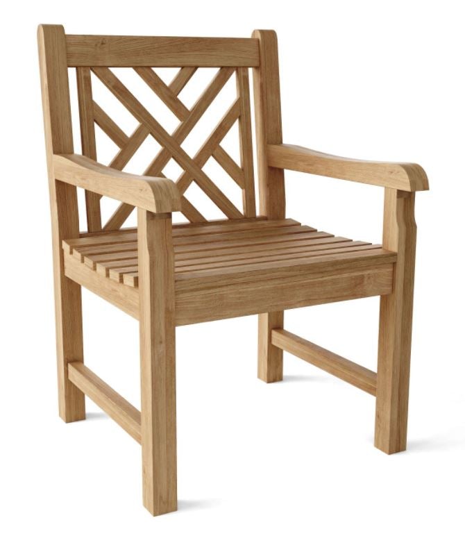 Anderson Teak Vilano Dining Armchair CHD 120 - Solid Teak Wood Outdoor Patio Dining Chair for Garden, Poolside & Restaurant Use