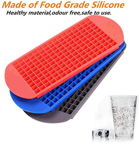 160 Grids Mini Silicone Ice Cube Trays - 3-Pack Tiny Ice Molds for Cocktails, Whiskey, Coffee & Chocolate - Perfect for Home Bars, Parties & Kitchen Use