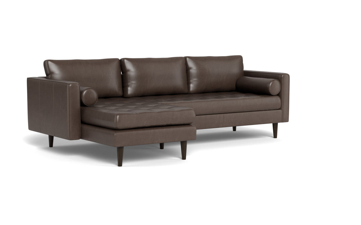 Ladybird 102 Genuine Leather Left Chaise Sectional Sofa - Modern L-Shaped Couch for Living Room, Home Theater & Lounge Areas