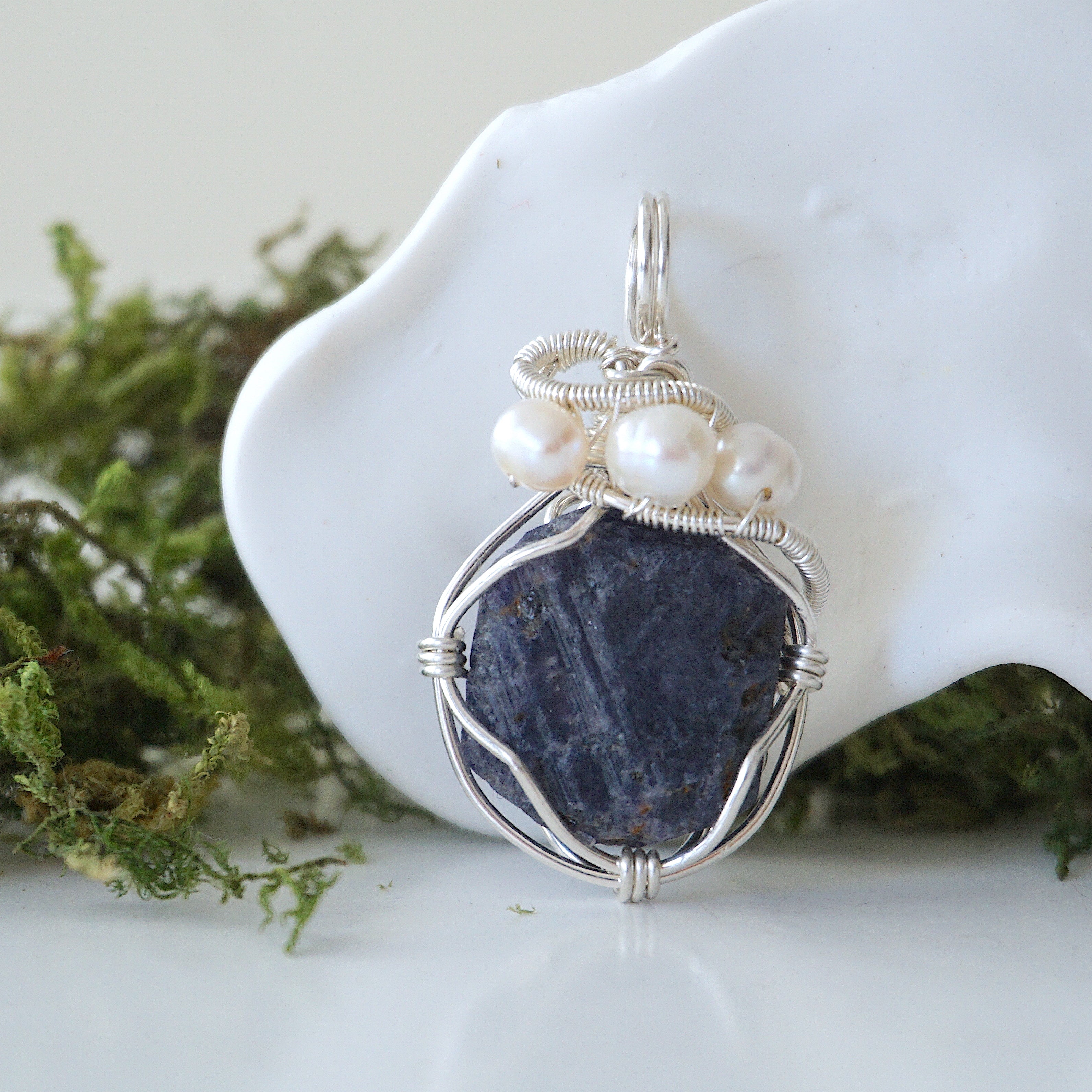 Elegant Sapphire and Pearl Sterling Silver Necklace for Women - Perfect for Weddings, Anniversaries & Special Occasions