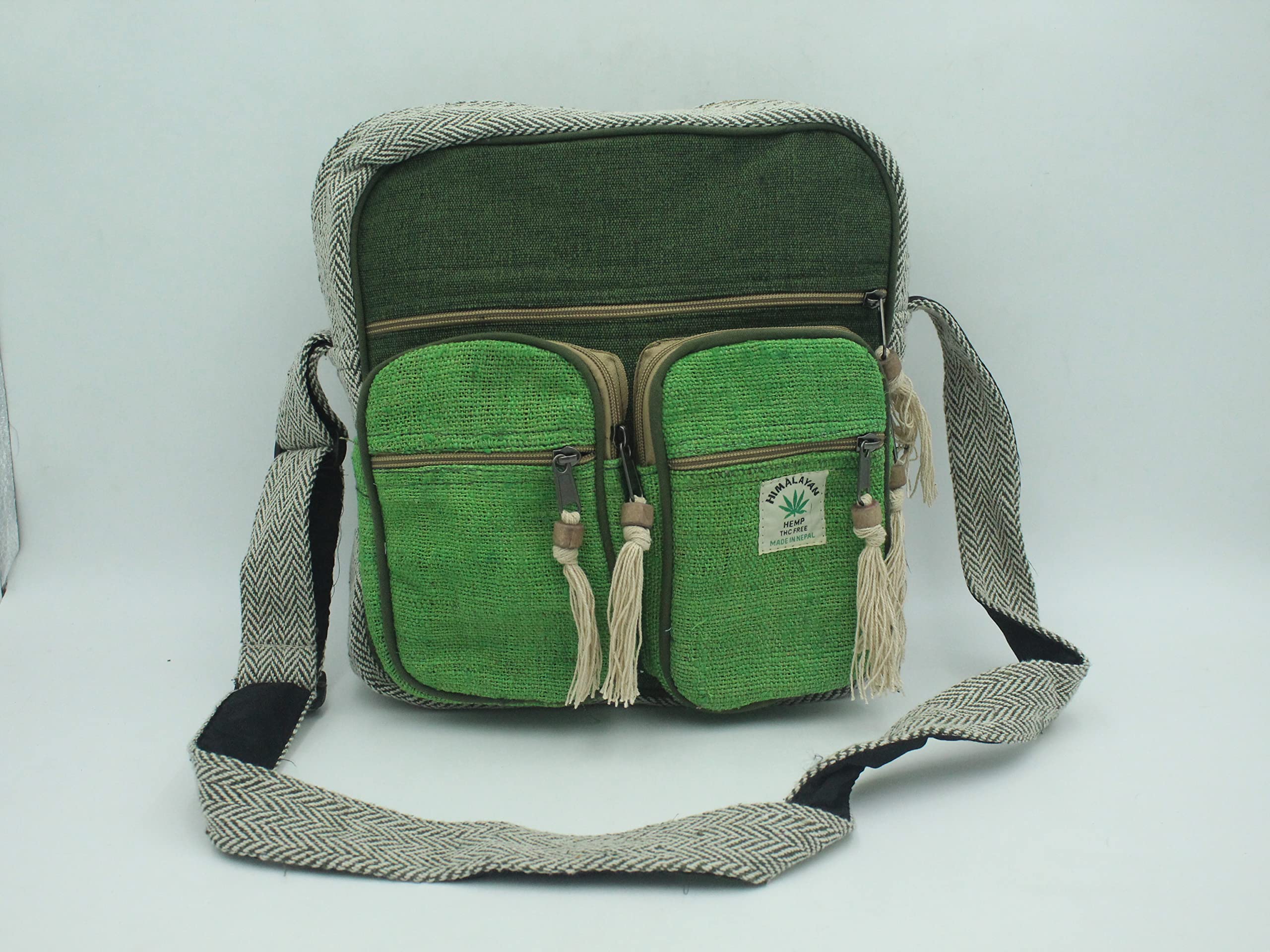 Hemp Crossbody Bag for Men & Women - Lightweight Shoulder Tote with Zipper & 8 Compartments - Adjustable Strap Messenger Bag for Travel, Work & Daily Use