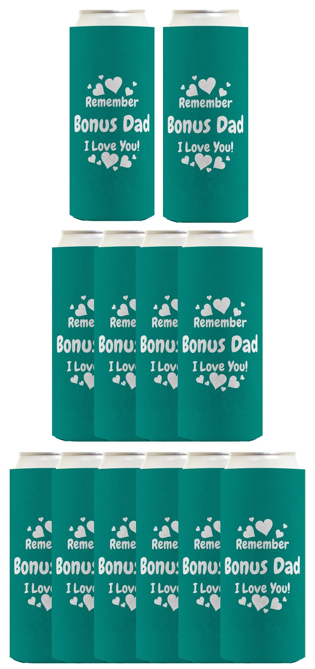 12-Pack Ultra Slim Can Coolers for Step Dad - Perfect Father's Day Gift with 'Bon's Dad I Love You' Design - Great for BBQ, Camping & Outdoor Parties