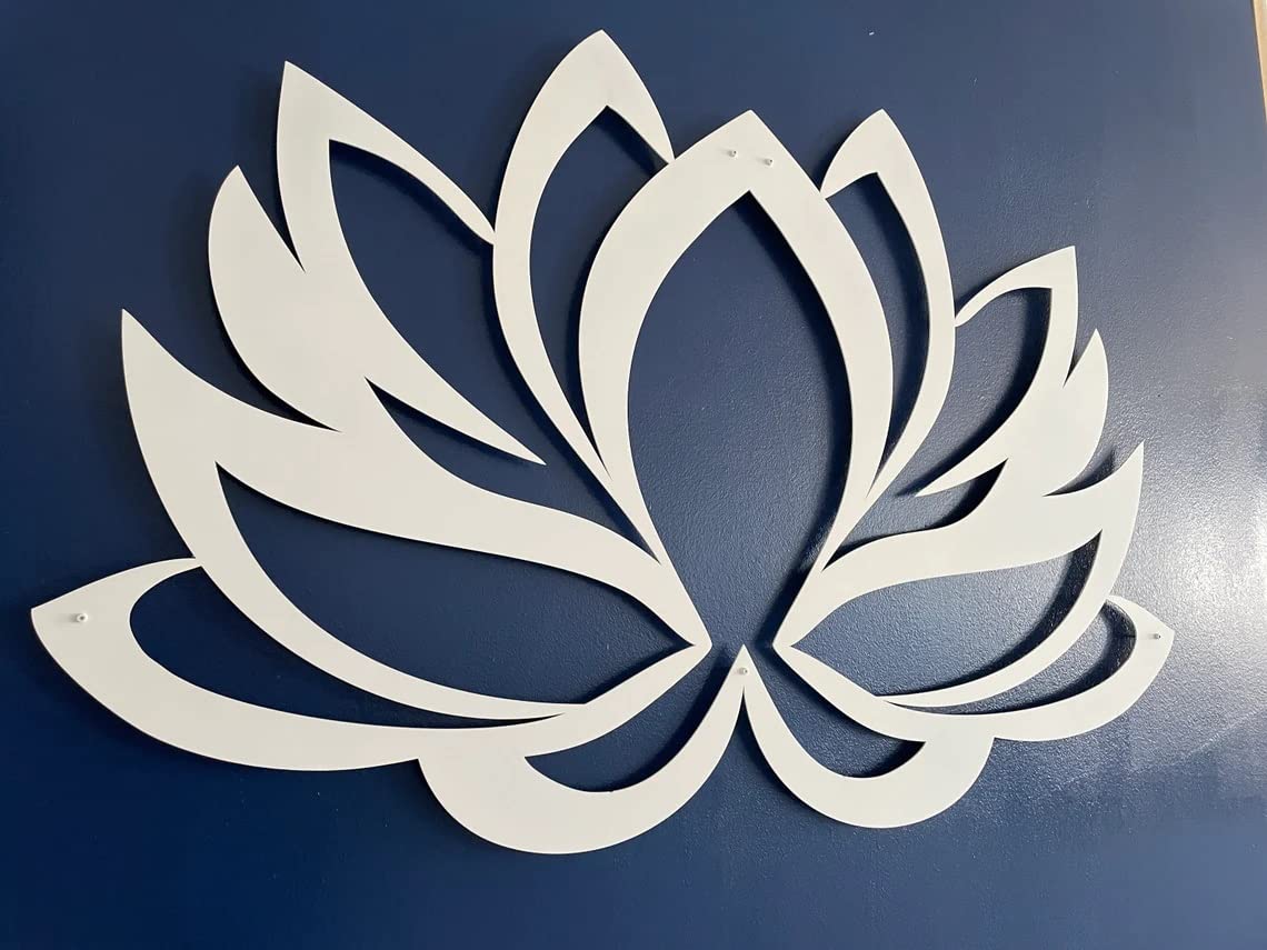 White Metal Lotus Flower Wall Art - 30