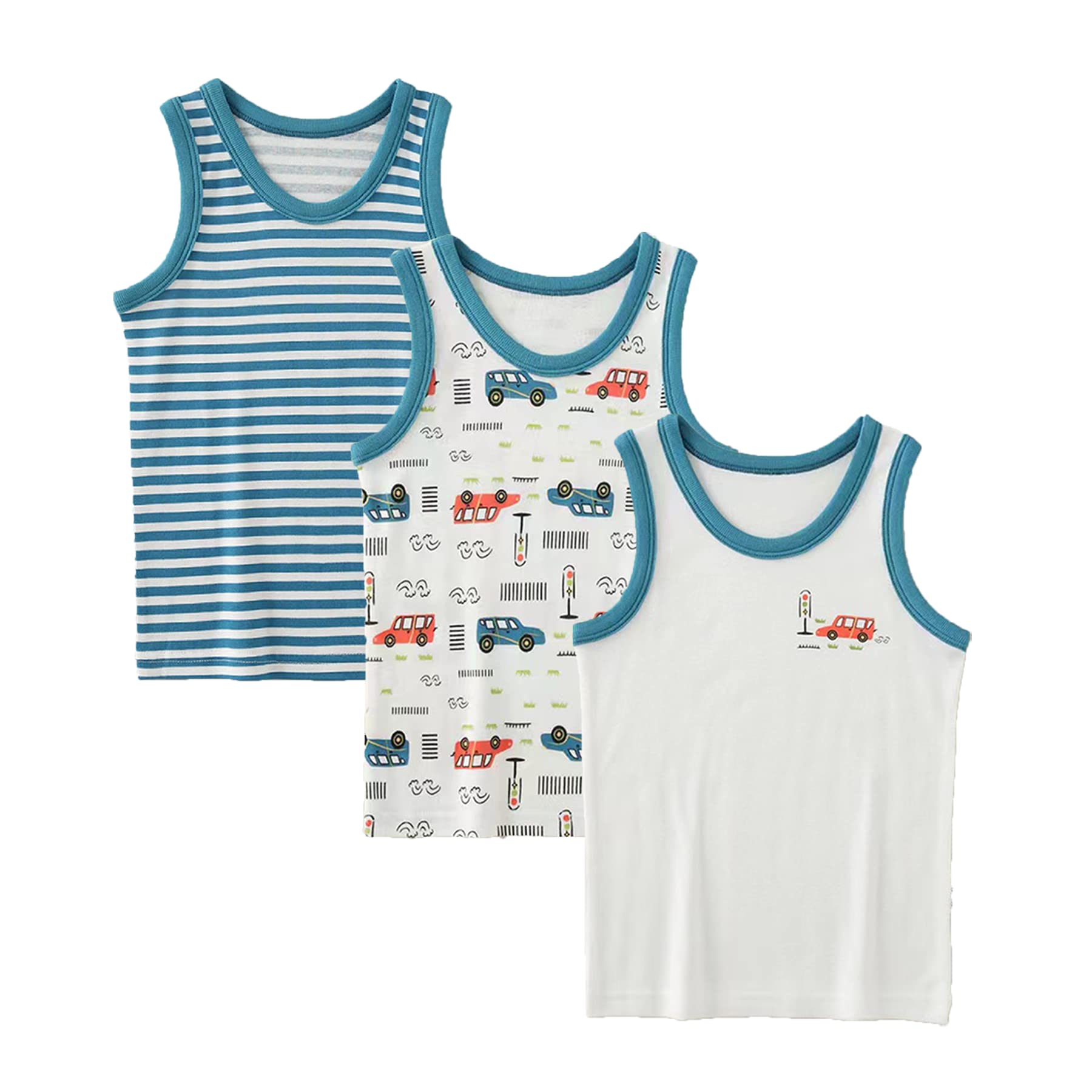 3-Pack Boys' Sleeveless Tank Tops for Toddlers - Soft Cotton Summer T-Shirts for Playtime, Beach & Outdoor Activities