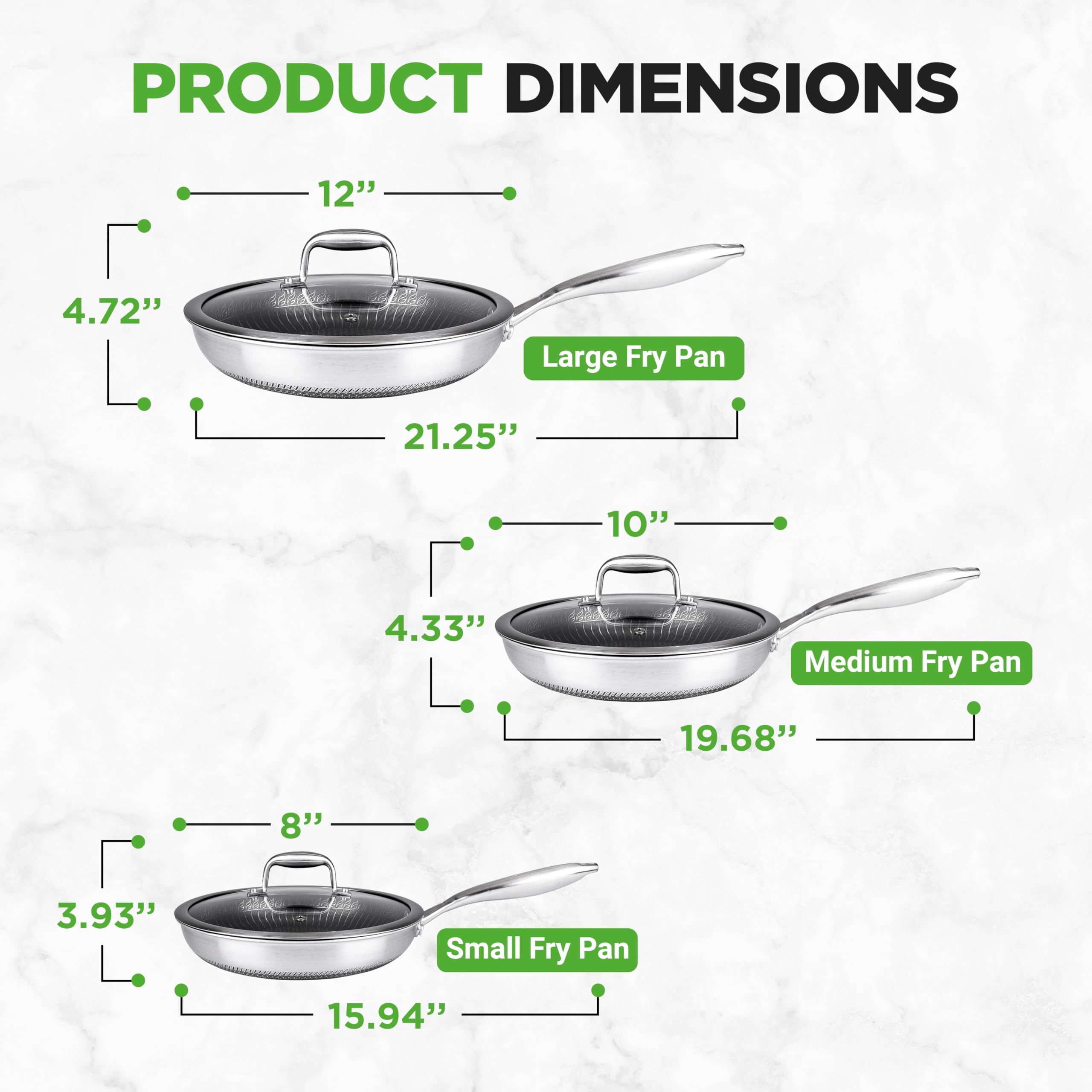 NutriChef 6-Piece Tri-Ply Stainless Steel Cookware Set - 8