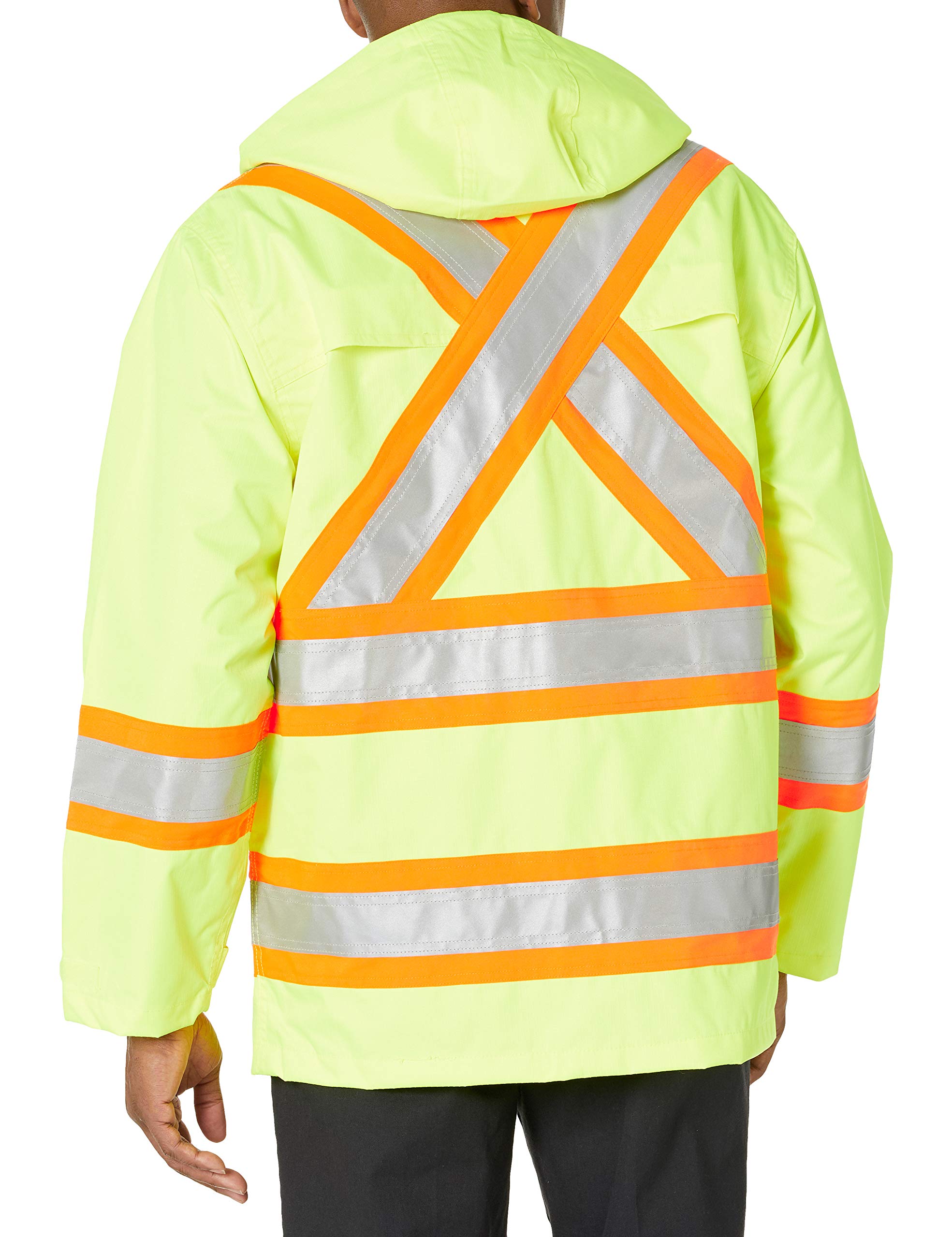 Work King Men's High Visibility Waterproof Rain Jacket - Reflective Safety Gear for Outdoor Work & Construction
